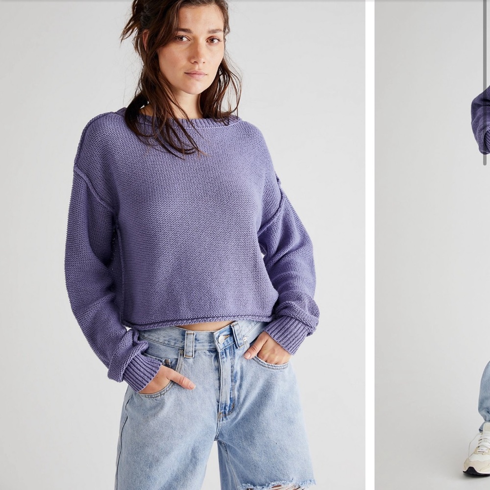 Free People Inside Out Pullover in Blue Metal